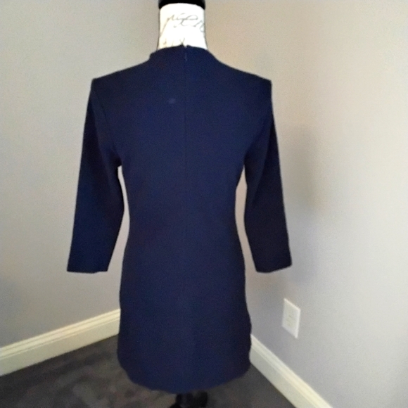 🎉 HP 🎉  Lilly Pulitzer Navy Blue Ribbed Deep V-Neck 3/4 Sleeve Dress - M - Picture 4 of 8